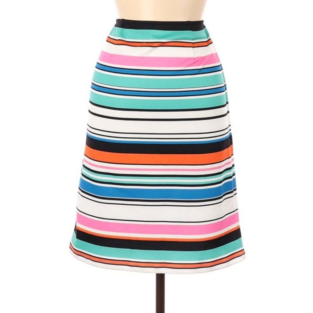 Sharagano‎ Skirt Womens Medium Multicolor Stripe Pull On Above Knee